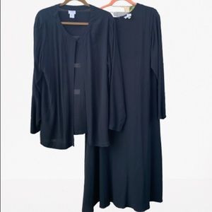 Eileen Fisher long sleeve black dress L w sweater